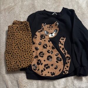 H&M Black Sweatshirt with Leopard Design